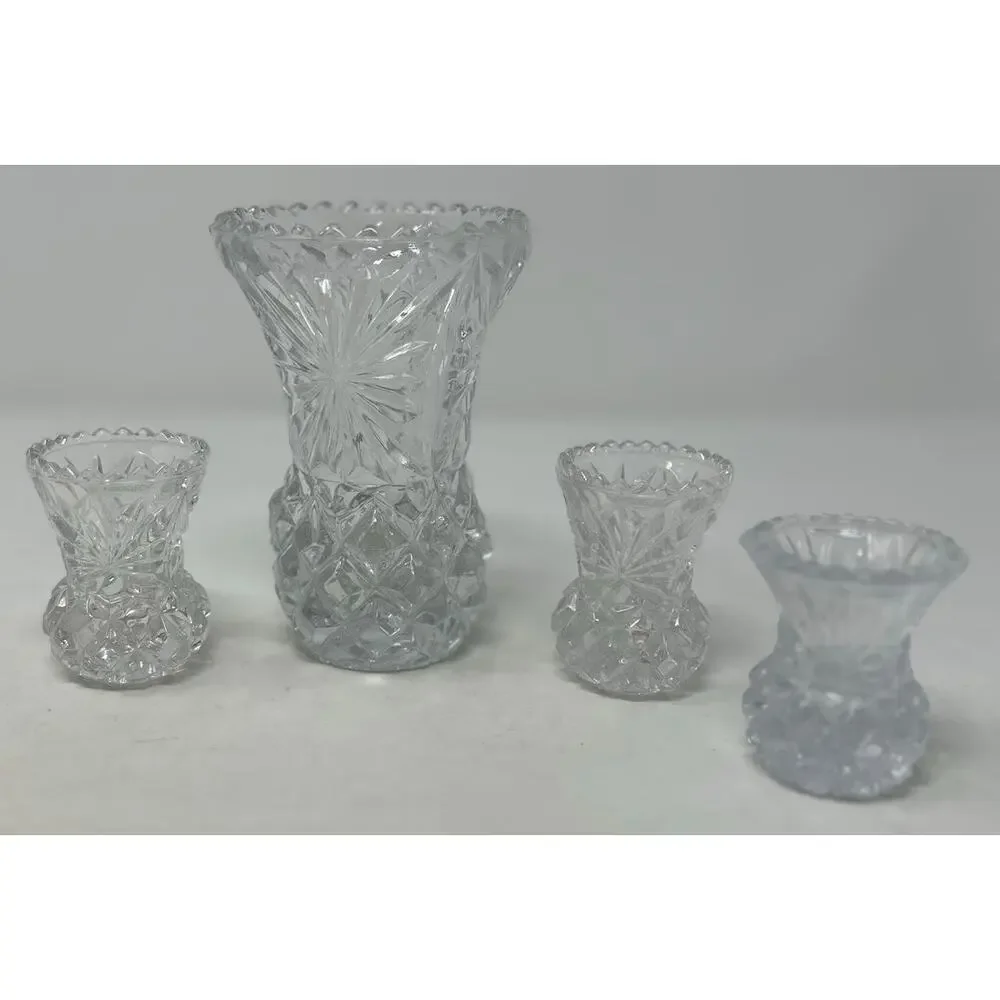Clear Crystal Pineapple Shape Bud Vase Sawtooth Edge Vintage‎ 5